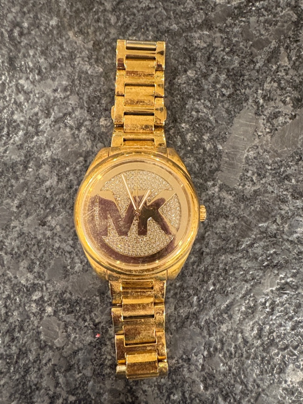 Michael Kors Gold-tone Crystal MK Logo Bracelet Watch - Picture 1 of 4